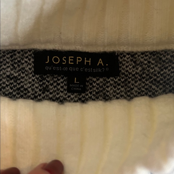 Joseph A. Apres Ski Fair Isle Mock Neck Sweater | Cream, Brown & Blue Size L - Picture 3 of 6
